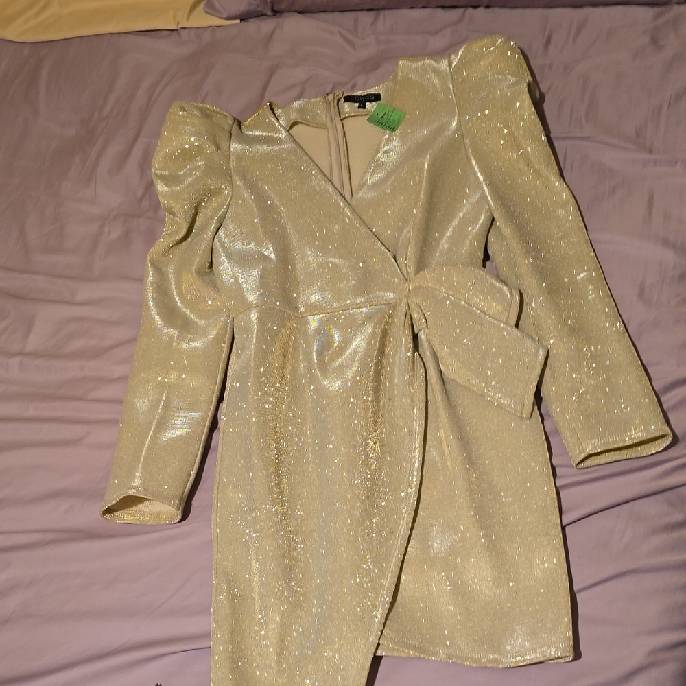 Shimmering Gold Wrap Dress